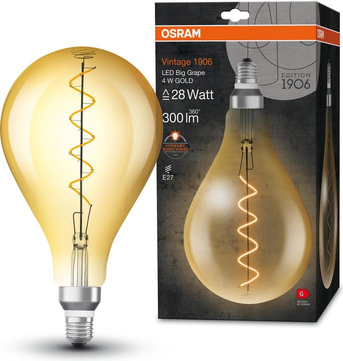 Actual product image Osram Vintage 1906 Led Classic A (E27, 5 W, 300 lm, 1 x, G)