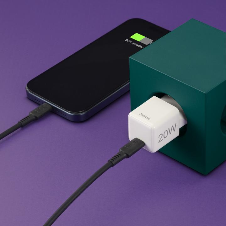 Actual product image Hama Fast charger, USB-C, PD/Qualcomm®, super mini charger, 20 W, white (20 W)