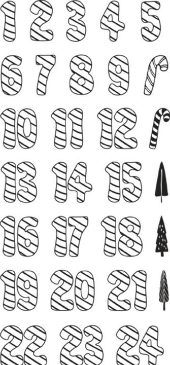 Image du produit Rayher Clear Stamps chiffres 1-24 canne à sucre