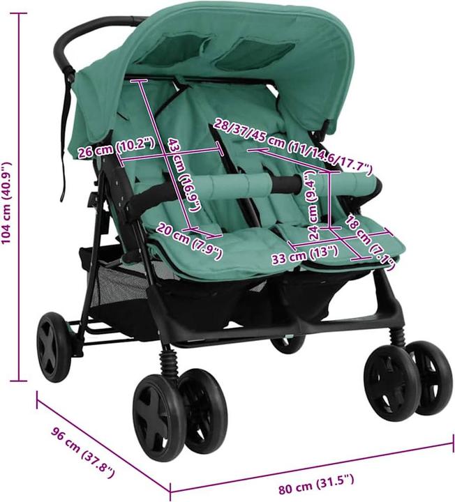 Image du produit VidaXL Geschwisterwagen