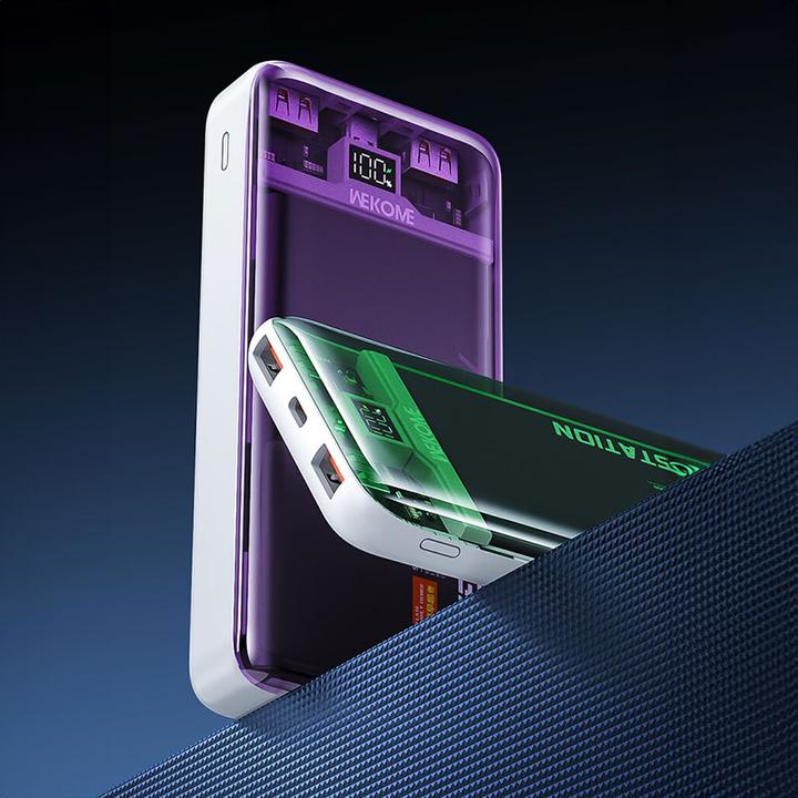 Immagine prodotto Wekome WP-351 Vanguard-Serie – Powerbank 20000 mAh PD 20 W + QC 22,5 W (grün/transparent) (20000 mAh)