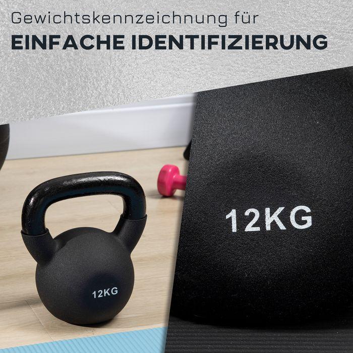 Produktbild Swisshandel24 12 KG Kettlebell Kugelhantel aus Gusseisen mit Neoprenbeschichtung Bodenschonende Schwunghantel Gewi (1 x 12 kg)