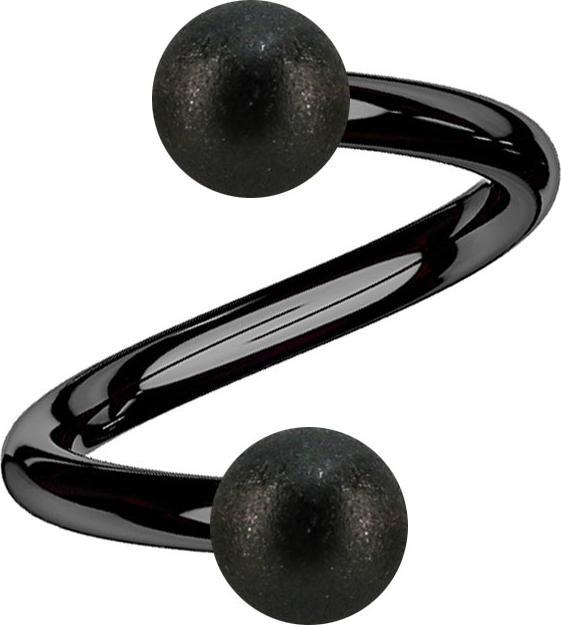 Produktbild Star Piercing Micro Spirale schwarz mit zwei Kugeln gesprenkelt (ohne Messing, Chirurgenstahl 316L)