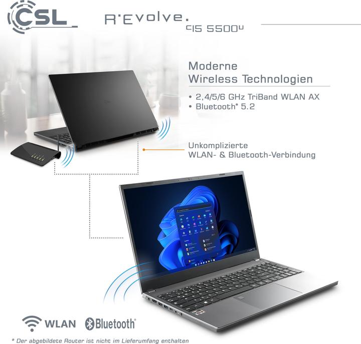 Produktbild CSL Notebook R'Evolve C15 5500U 32GB 1000GB Windows 11 Home (15.60", AMD Ryzen 5 5500U, 32 GB, 1000 GB, DE)