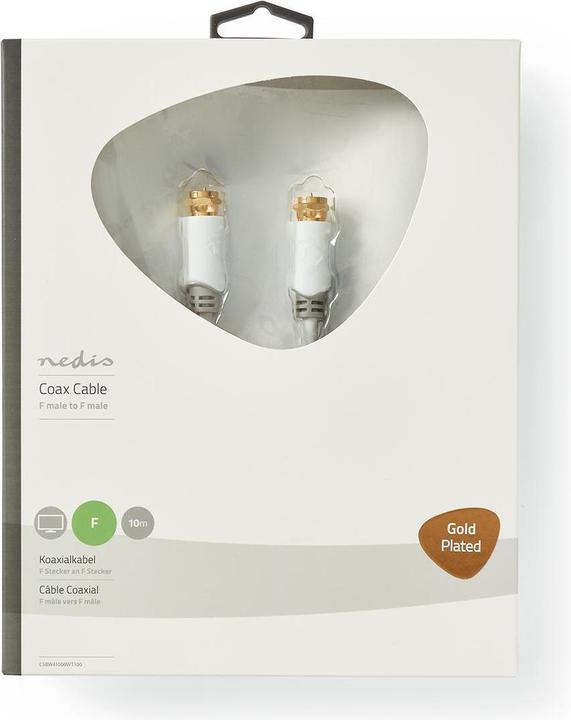 Actual product image Nedis Satellite and aerial cable - F connector - 10 m - round - Gold plated - Individually shielded - 75 (Antenna cable)