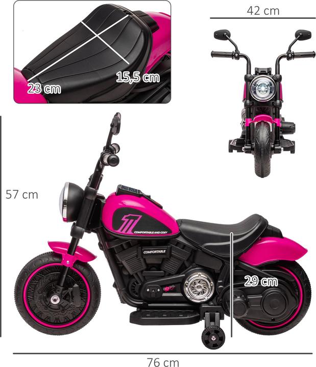 Produktbild Swisshandel24 Kinderelektro-Motorrad, 2 abnehmbare Stützräder, 1,5-3 km/h, für 1,5-3 Jahre Rosa (6 V)