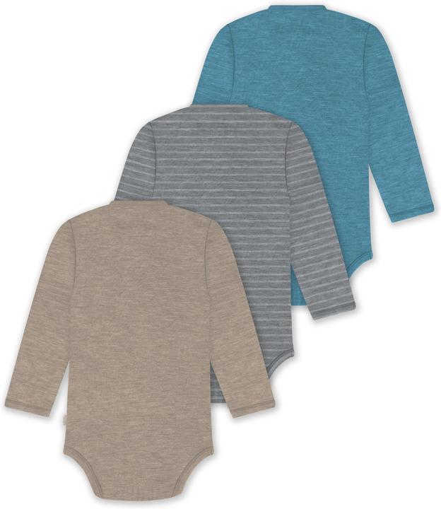 Actual product image Normani Set of 3 baby body wrap long sleeve toddler bodysuit made from merino wool - 9357 (86)