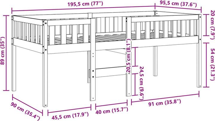 Actual product image VidaXL Cot without mattress (90 x 190 cm)