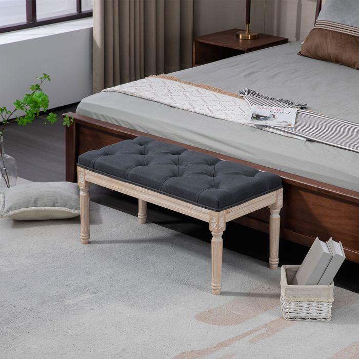 Actual product image Swisshandel24 Upholstered bench Vintage bed bench, hallway bench with buttons, linen look, max. load 120 kg, 80x4 (80 cm)