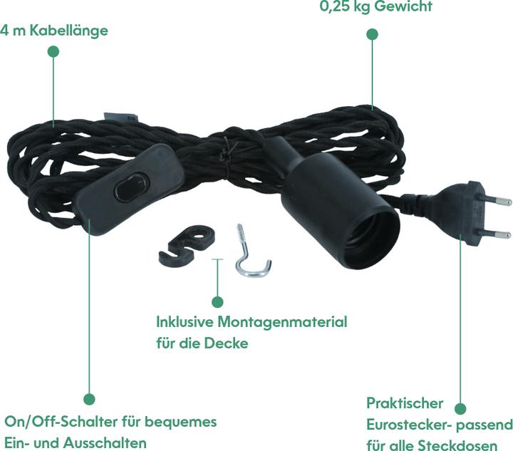 Produktbild Parus by Venso E27 Lampenhalterung mit 4m Kabel (LED)
