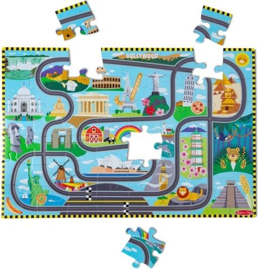 Produktbild Melissa & Doug Race Around the World Tracks Floor Puzzle (31009) (48 Teile)