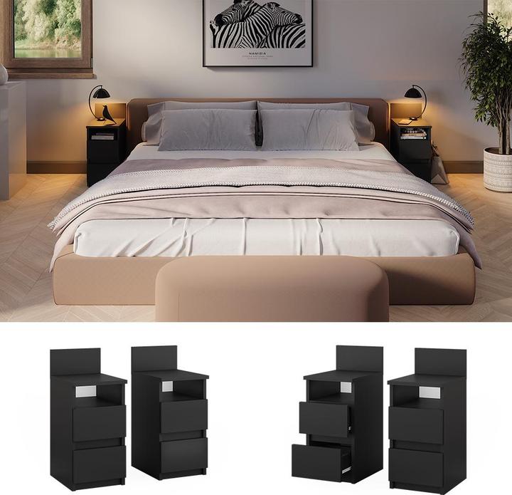 Produktbild Vichy Nachttisch Monty, Schwarz, 25 x 59.1 cm 2er Set