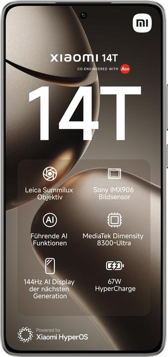 Produktbild Xiaomi 14T (256 GB, Titan Gray, 6.67", Dual SIM, 50 Mpx, 5G)