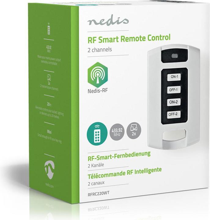 Image du produit Nedis Télécommande RF 2 canaux - Blanc (Télécommande universelle, Fréquence radio (RF))
