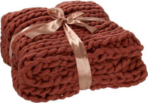 Produktbild J-Line Grobstrick-Decke COZY 127x152 cm - Bordeaux (127 x 152 cm)