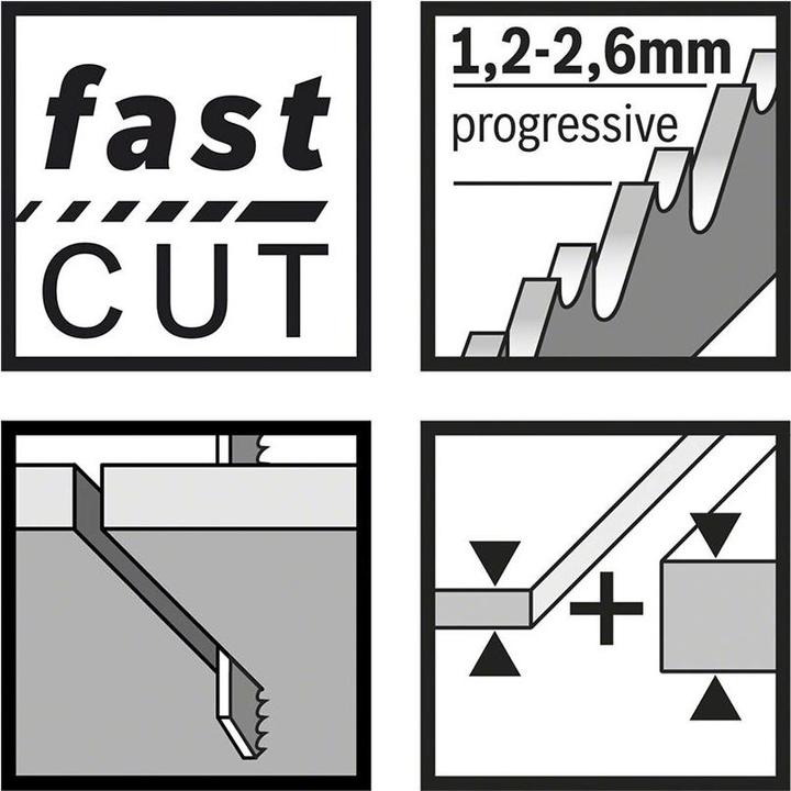 Immagine prodotto Bosch Professional Zubehör Lama per seghetto alternativo PRO Metal spessa e sottile T123XF, 100 mm, 5 pezzi.