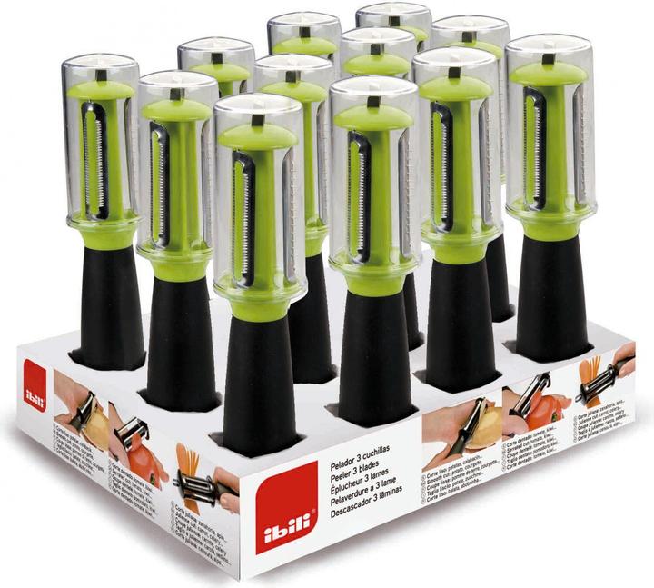 Immagine prodotto Ibili Sparschäler mit 3 Klingen Ideal zum Schälen von Obst und Gemüse