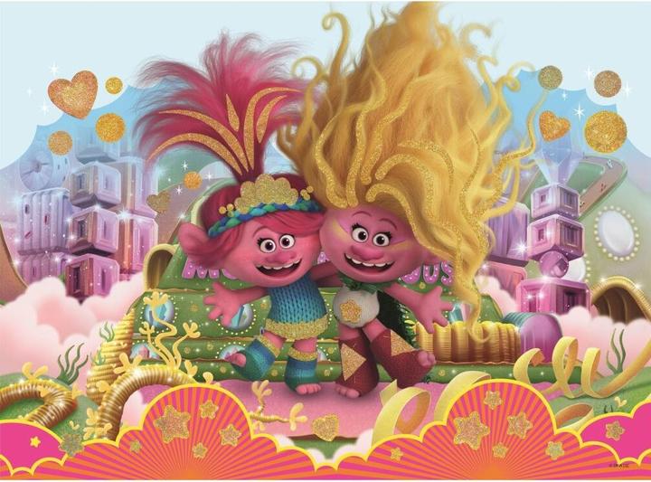 Actual product image Trefl Sparkling glitter puzzle in Trolls 3 case, 70 pieces (70 pieces)