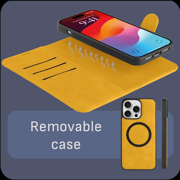 Produktbild Cazy Abnehmbare Brieftaschenhülle für iPhone 15 Pro, Abnehmbare Hülle, Magfit, 2-in-1-Design (Apple iPhone 15 Pro)