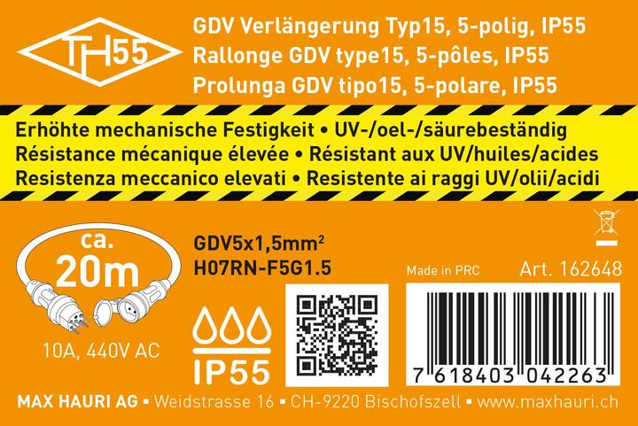 Immagine prodotto Max Hauri TH55 Estensione GDV H07RN IP55 (20 m, Tipo 15)