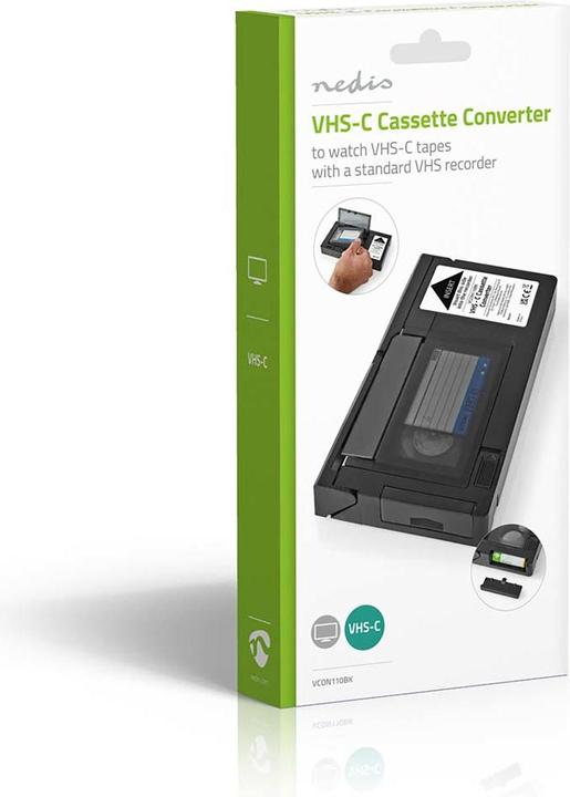 Actual product image Nedis VHS Converter Conversion: VHS-C to VHS Plug and Play Black
