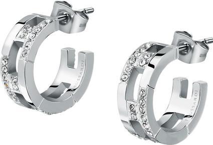 Trussardi Stylish steel earrings with zircons T-Logo TJAXC70