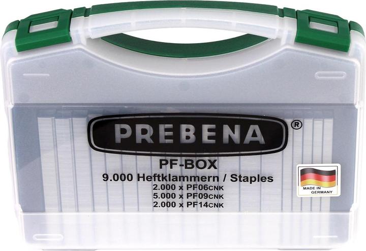 Produktbild Prebena DNPF16 Luftdruck Druckluftnagler Drucklufttacker + PF-BOX Heftklammern 9.000 Stk