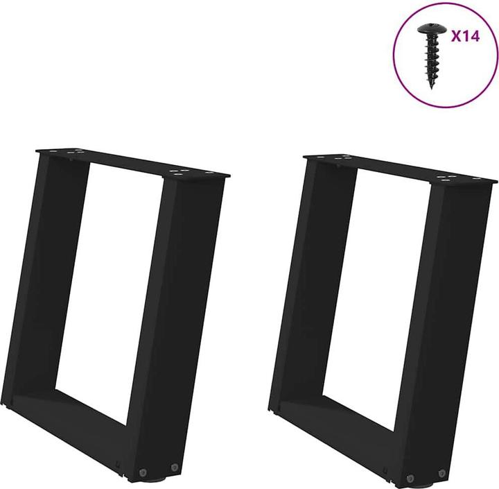Produktbild VidaXL Couchtischbeine U-Form 2 Stk. Schwarz 50x(42-43) cm Stahl Tischbein
