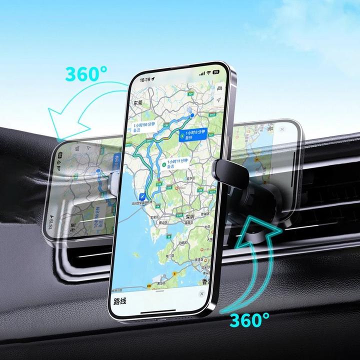 Produktbild Dudao FW11 car phone holder with 15W inductive charger for air vent / cockpit - black