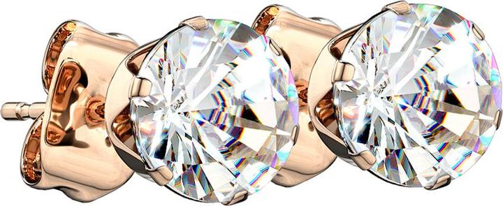 Produktbild Star Piercing Ohrstecker rosegold mit rundem Kristall silber (Chirurgenstahl 316L)