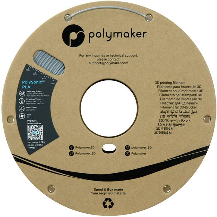 Immagine prodotto Polymaker PLA ad alta velocità PolySonic (PLA, 1.75 mm, 1000 g, Grigio)