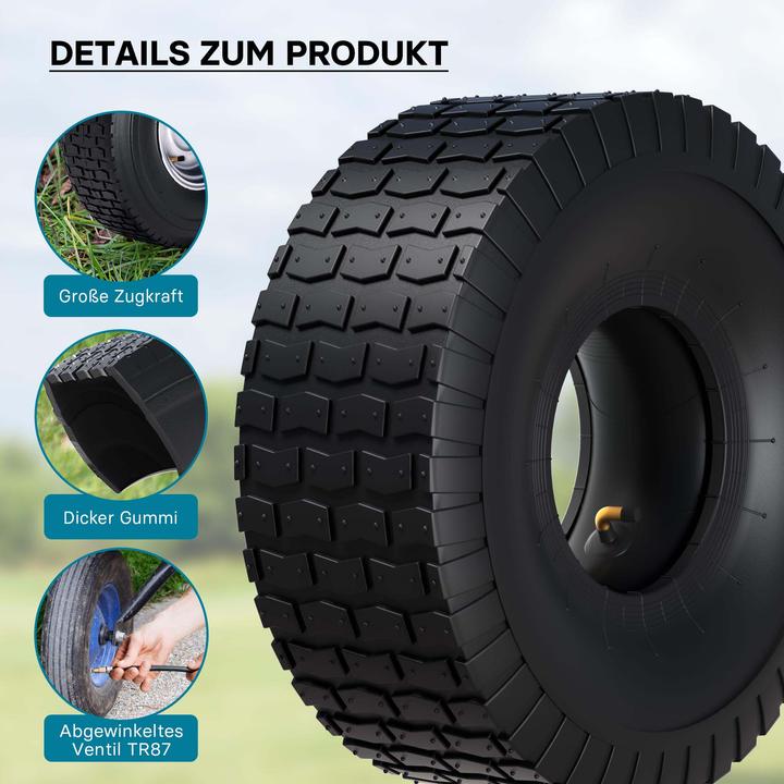Immagine prodotto Wiltec Pneu pour tracteur à pelouse 15x6.00-6 4pr avec chambre à air et valve coudée tondeuse à gazon