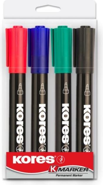 Produktbild Kores Permanent Marker, Keilspitze (Mehrfarbig, 3 mm, 4 x)