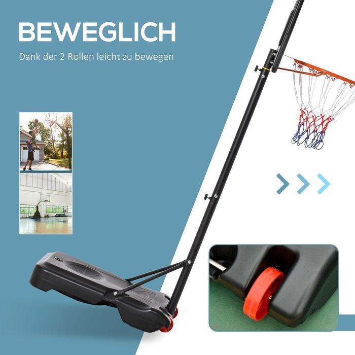 Immagine prodotto Swisshandel24 Basketballständer Outdoor mit Rollen, 160-210 cm höhenverstellbar Basketballkorb