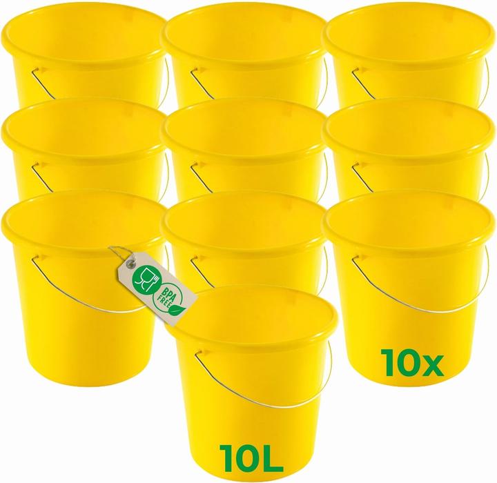 Image du produit Novaliv 10 Stück Eimer 10L Gelb mit Masseinteilung - Putzeimer 10 Liter? 28,5 cm Praktischer Allroun (10 pcs)