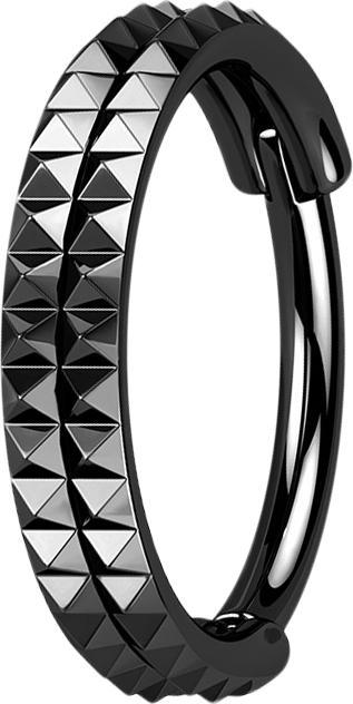 Produktbild Star Piercing Micro Segmentring klappbar schwarz doppelreihe Pyramiden (ohne Messing, Chirurgenstahl 316L)