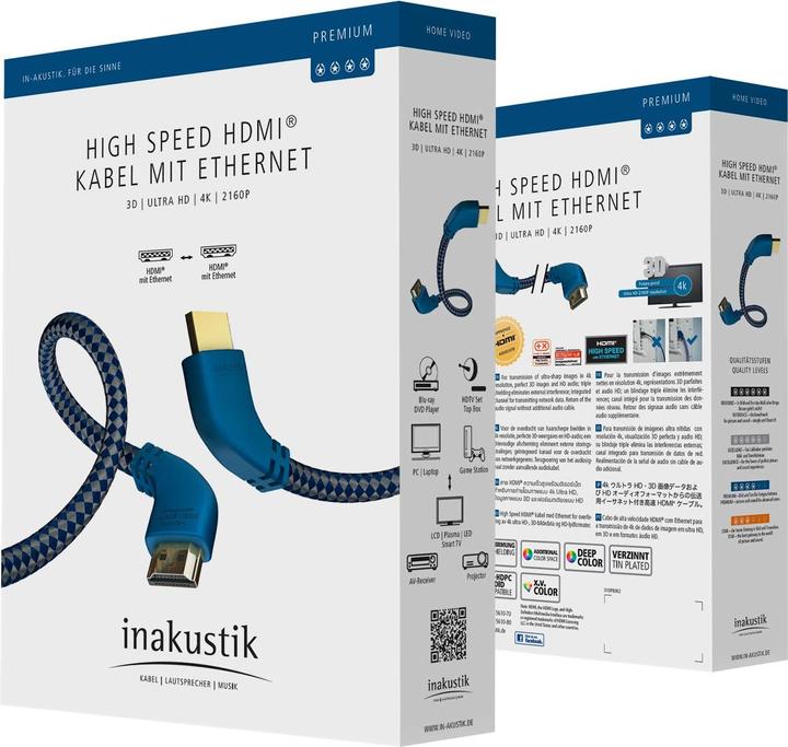 Actual product image Inakustik Premium HDMI Cable with Ethernet - Hook (1.50 m, HDMI)