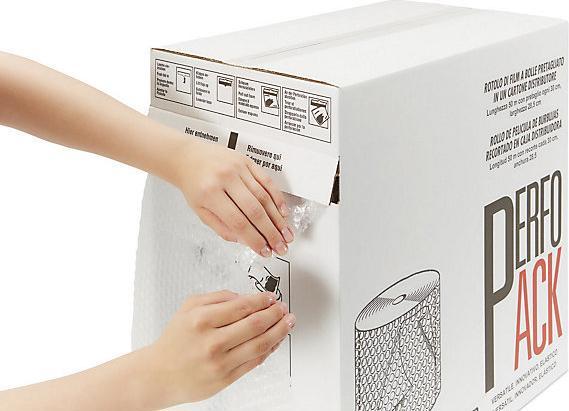 Actual product image kaiserkraft Bubble wrap in a donation box