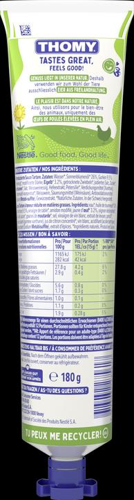 Valeurs nutritives et ingrédients THOMY Sauce Tartare light en tube (180 g)