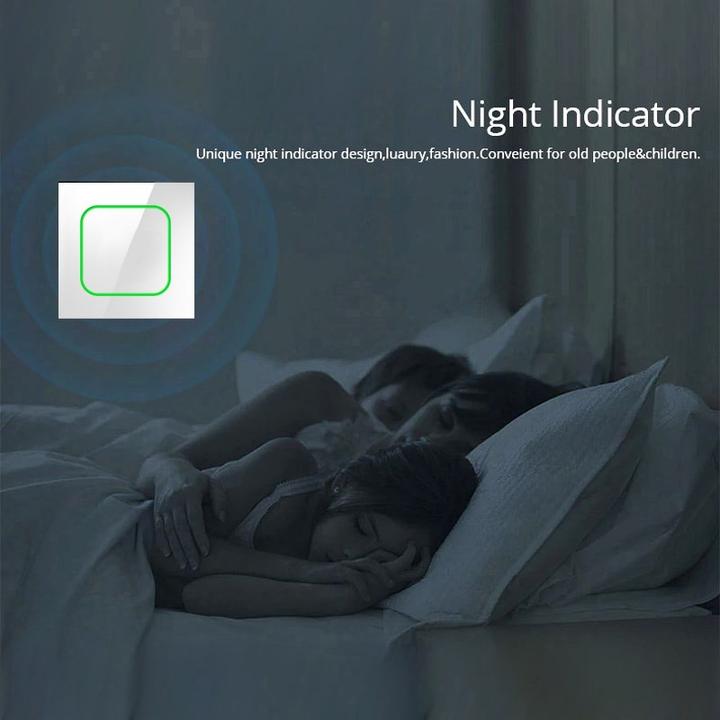 Actual product image Maclean Touch light switch, double, glass, white with square button Energy
