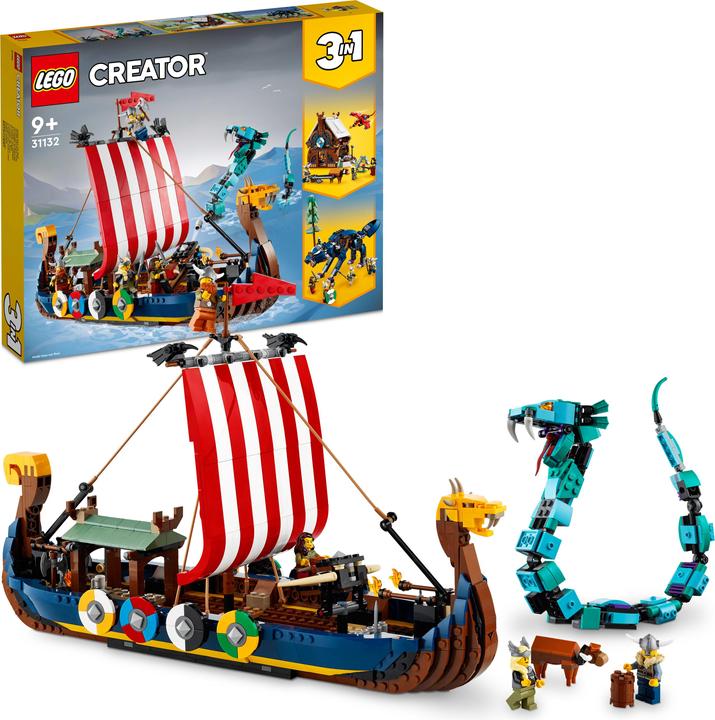 Actual product image LEGO Viking ship with Midgard serpent (31132, LEGO Creator 3-in-1)