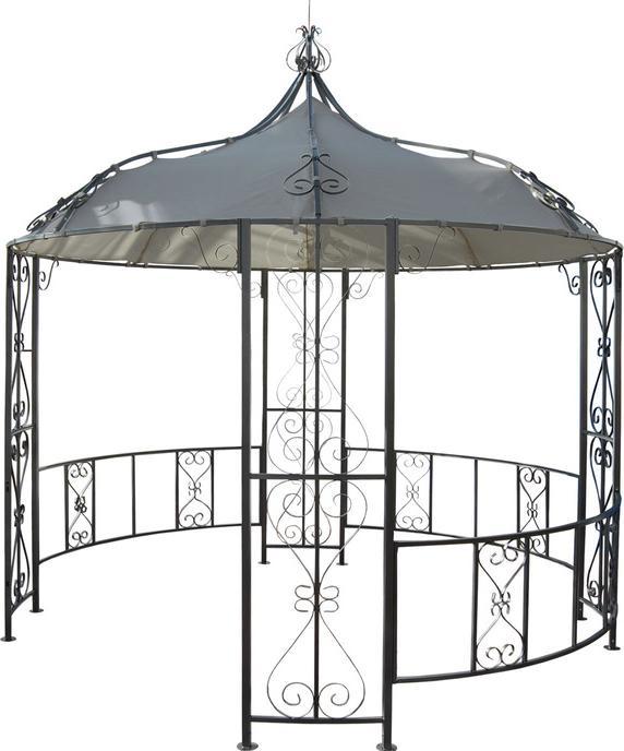 Swisshandel24 Pergola Almeria, Rundpavillon Garten Pavillon, solide structure en acier Ø 3m - gris clair (300 cm, 300 cm)