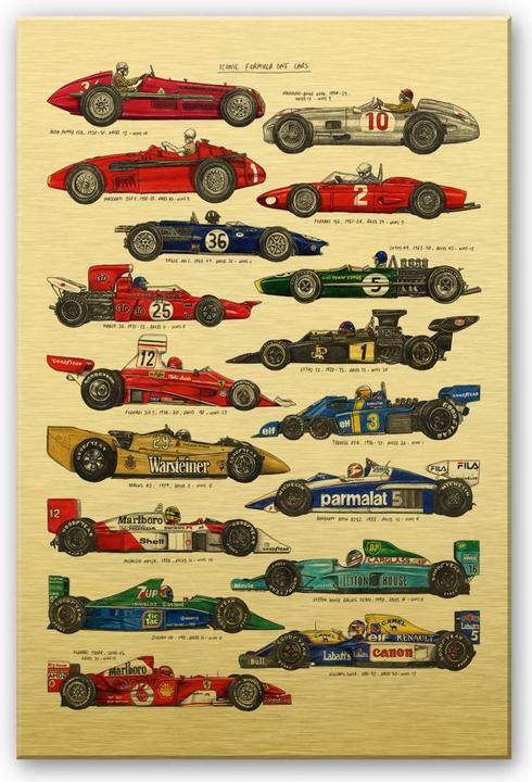 Produktbild Trenddeko Goldeffekt - Rennautos (70 x 100 cm)