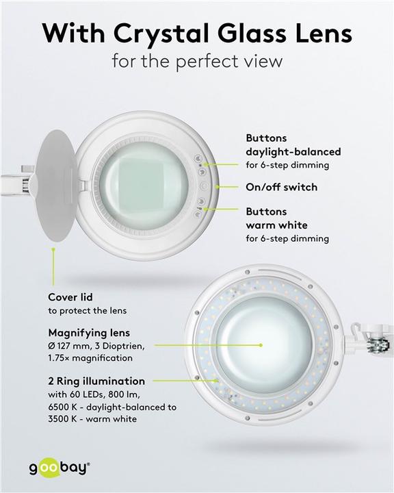 Actual product image Goobay LED clamp magnifier lamp, 10 W