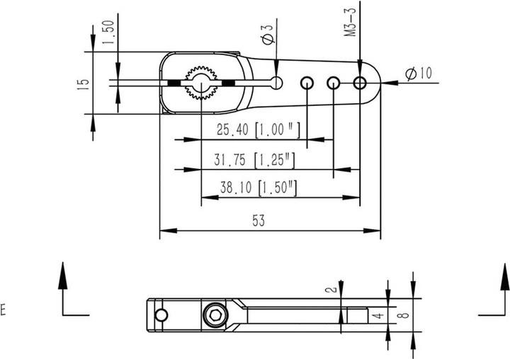 Produktbild Chaservo Servo-Arm 0825.38 25T, 8mm, 38mm Länge