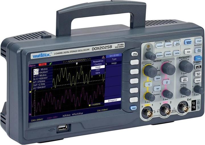 Produktbild Metrix DOX2025B Digital-Oszilloskop 20MHz 2-Kanal 50 GSa/s 32 kpts 8 Bit Digital-Speicher (DSO) 1St (CAT II 300V)