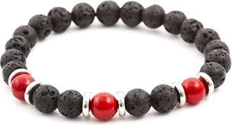 Produktbild Beneto Beaded bracelet made of lava stone and howlite MINK55 - Length: 17 cm (L) (17 cm, Lava Stein, Howlite)