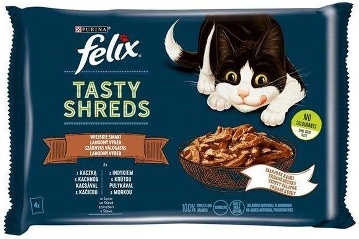 Produktbild Purina FELIX Tasty Shreds mit Ente und Pute - 4x 80g (Senior, 320 g)
