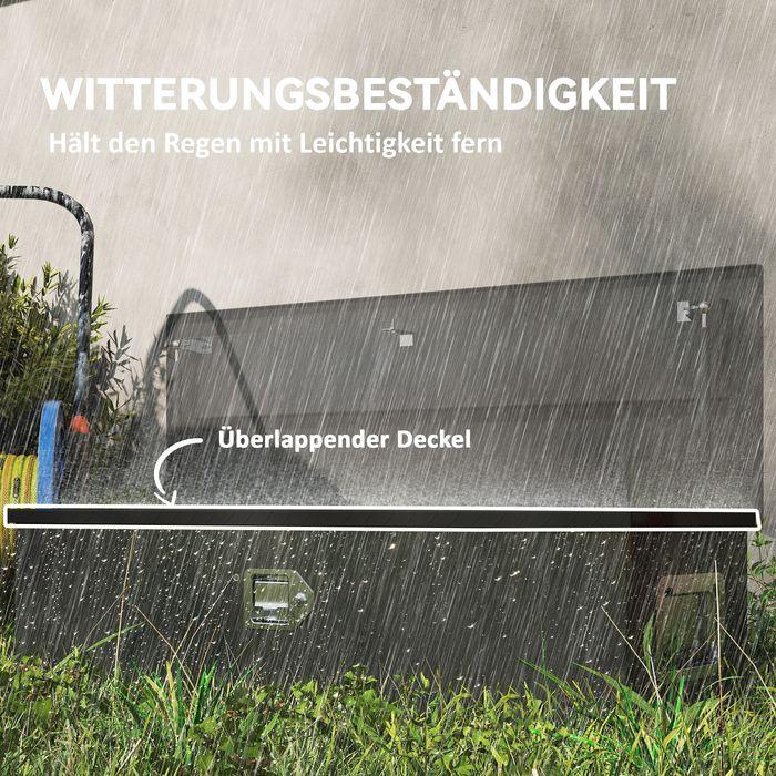 Produktbild Swisshandel24 Stabile Aufbewahrungskiste, Alu, Seitengriffe, Schloss, Werkzeugkasten, 99x33x25,5 cm, schwarz