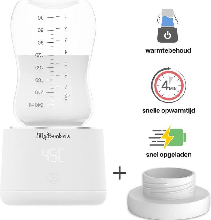 Produktbild MyBambini's Mybambinis Flaschenwärmer Proâ"¢ - Tragbarer Babyflaschenwärmer für Onderweg - Weiß - Geeignet für